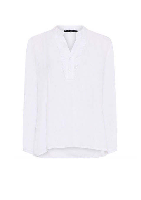 Hvit bluse med lange ermer og knapper