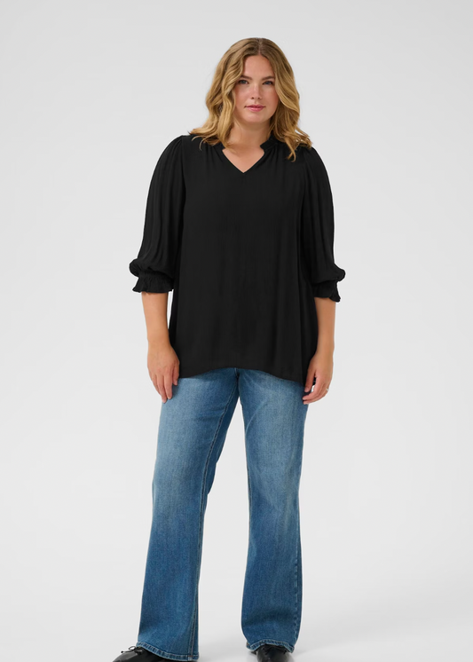 Svart bluse med v-hals
