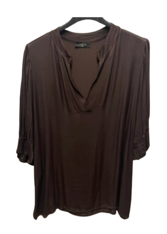 Brun bluse med v-hals
