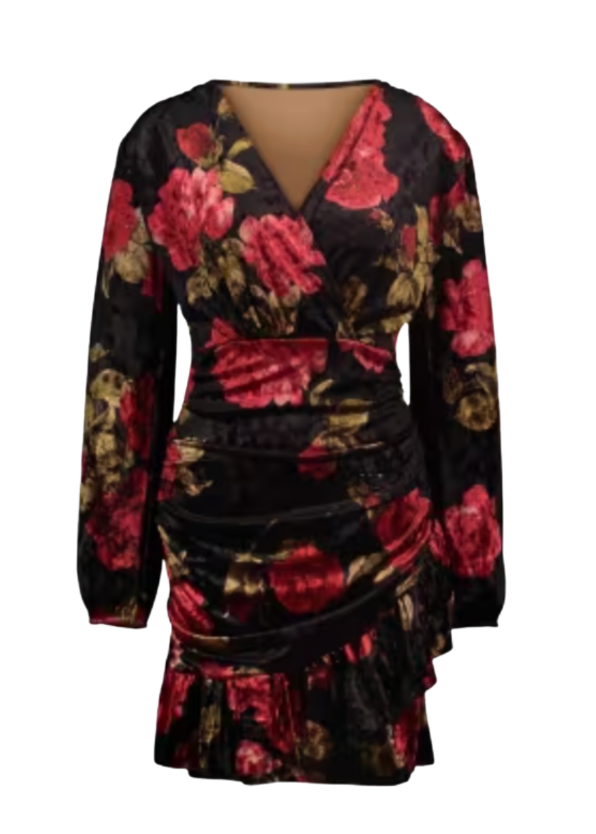 Velurkjole med blomsterprint