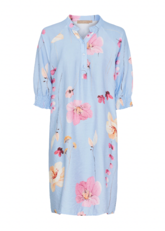 Blå skjortekjole med blomster