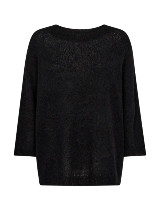 Svart genser med rund hals