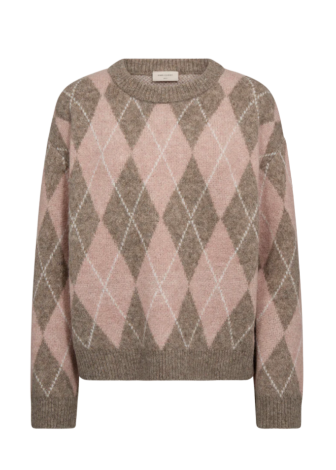 Langermet genser med argyle-mønster