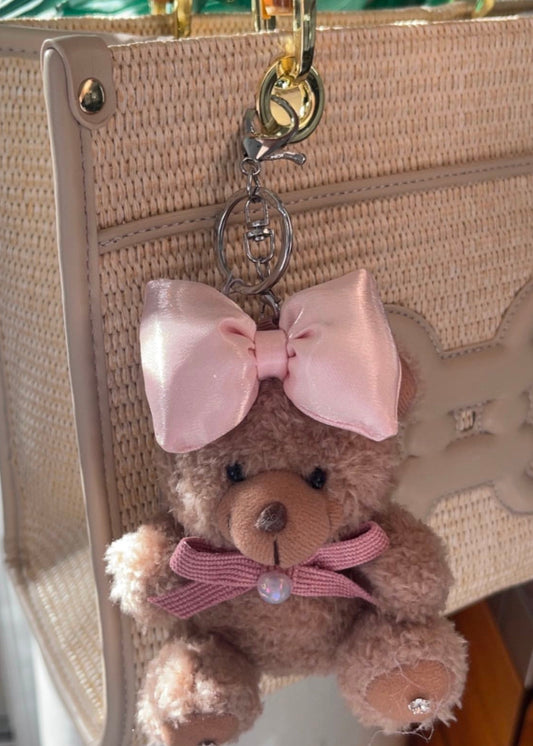 Rosa veskepynt bamse