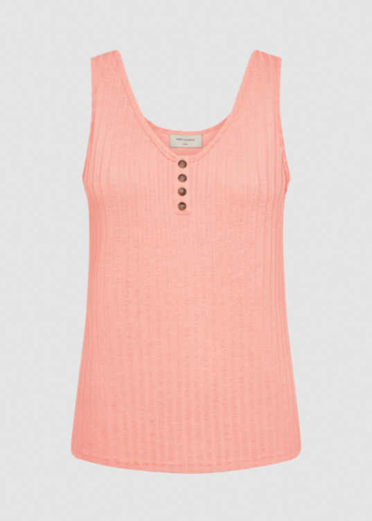 Korallfarget singlet med knapper