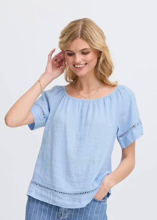 Blå bluse med lekre detaljer