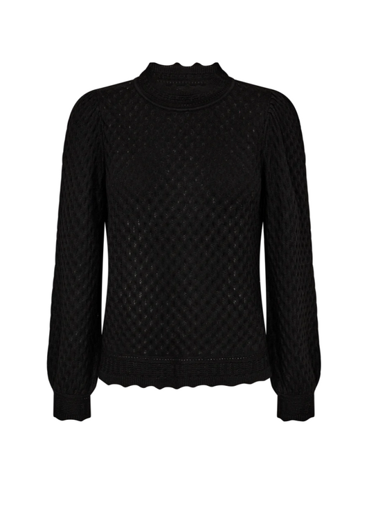 Svart genser med blondekant