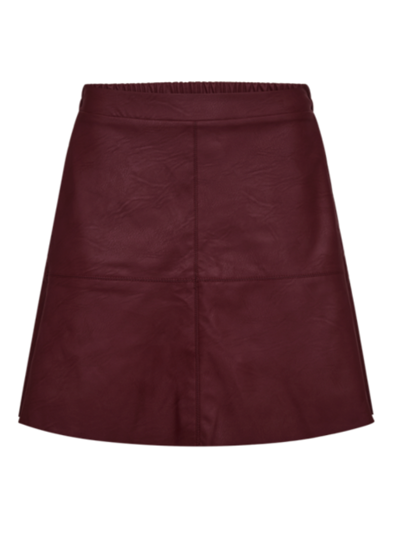 Burgunderfarget skjørt i skinn