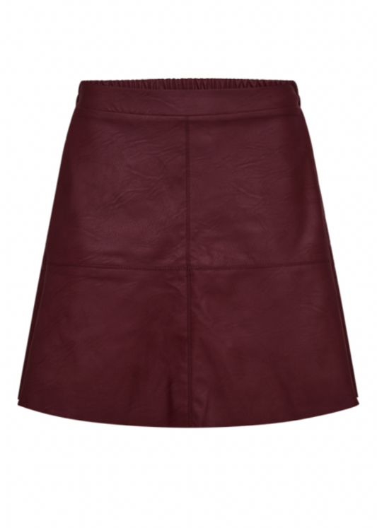 Burgunderfarget skjørt i skinn