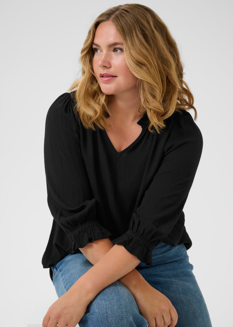 Svart bluse med v-hals