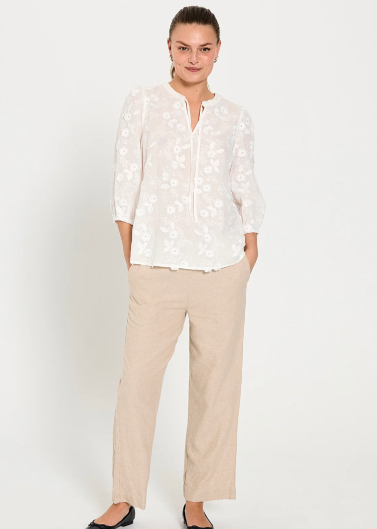 Beige klassisk linbukse