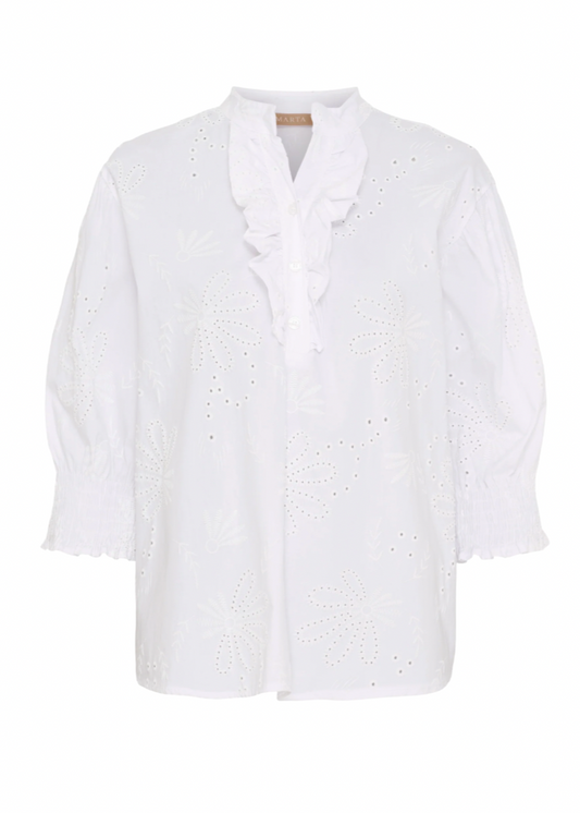 Hvit skjorte med volanger