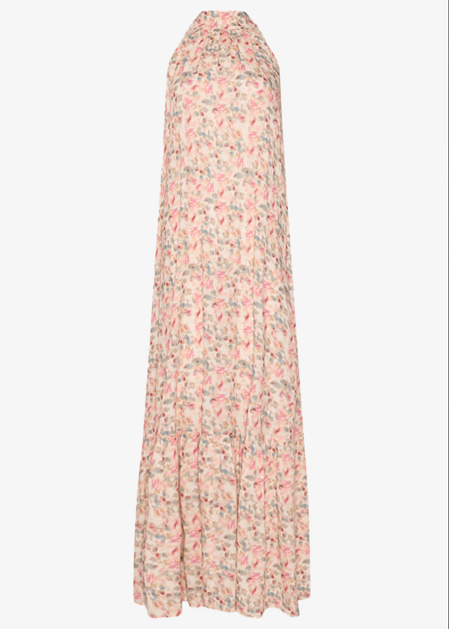 Ermeløs kjole med blomsterprint