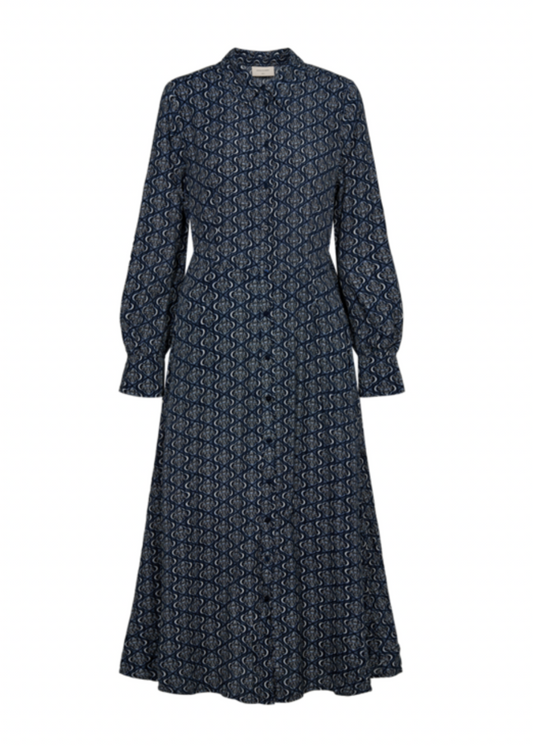 Blå maxikjole med knapper foran