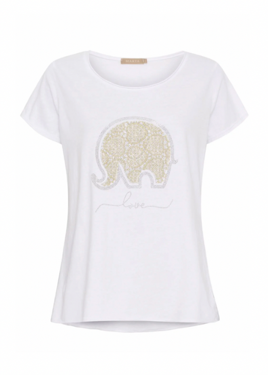 Hvit t-skjorte med elefant