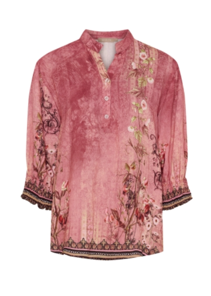 Rosa bluse med blomster