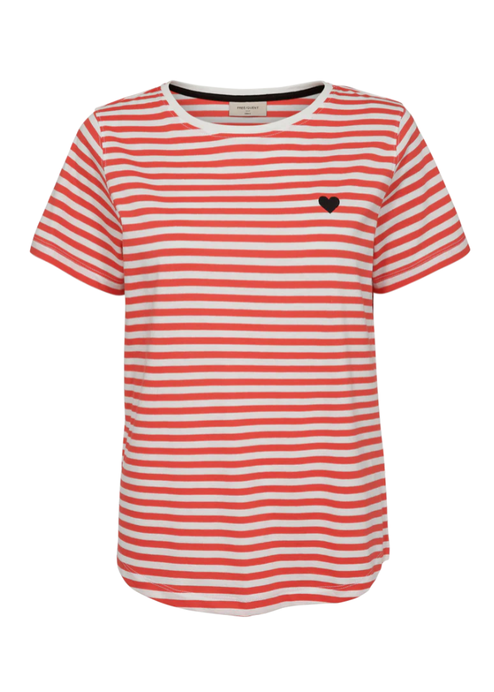 T-skjorte med striper og hjertedetalj