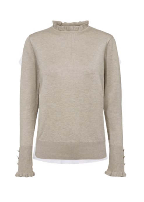 Beige genser med volangdetaljer