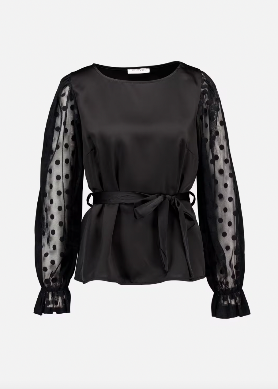 Svart topp med polkadotter