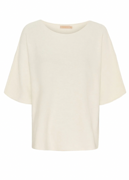 Hvit genser med rund hals