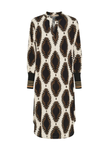 Kjole med kinakrage og lange ermer