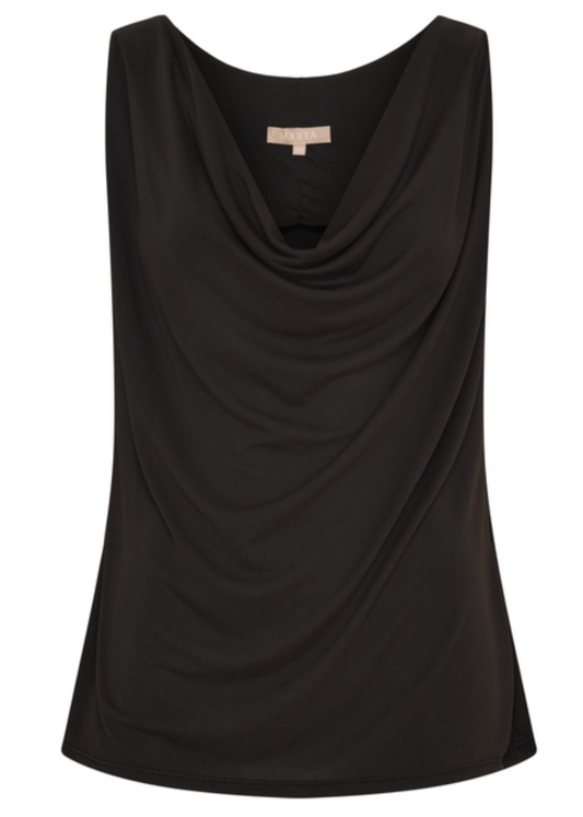 Svart topp med drapert hals