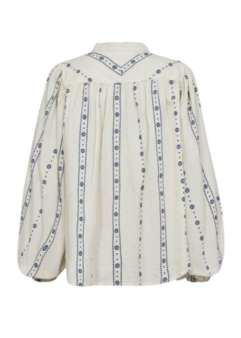 Bluse med krage og lange ermer