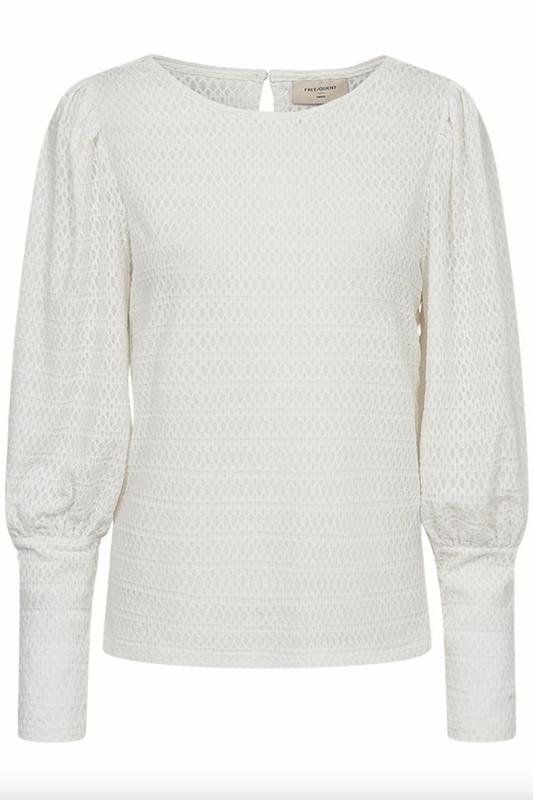 Bluse med ballongermer og rund hals