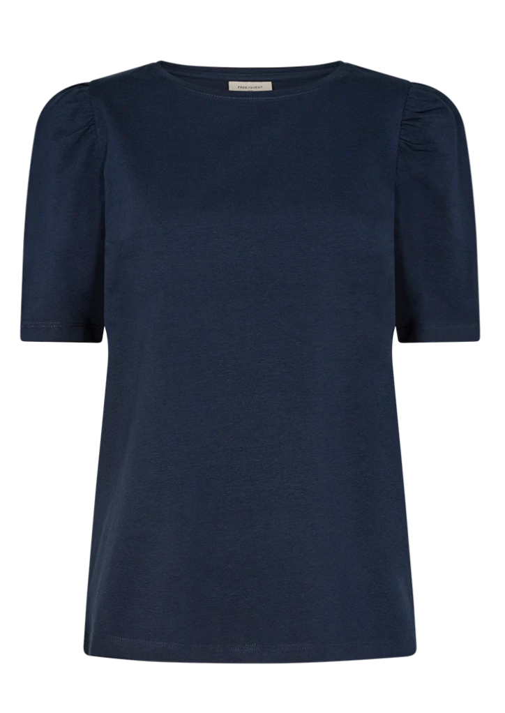 Mørkeblå t-skjorte med puffermer