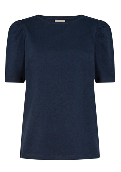 Mørkeblå t-skjorte med puffermer