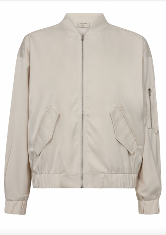 Beige bomber jacket med lommer