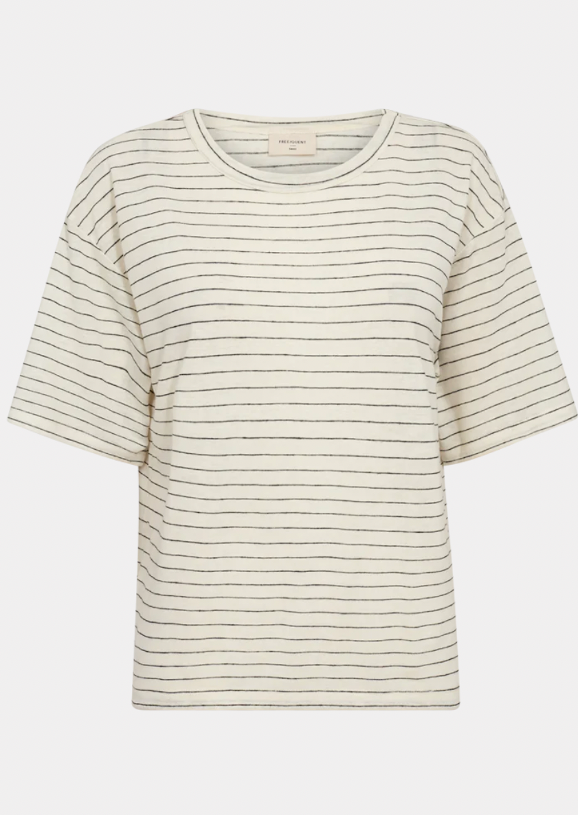 Hvit stripete t-skjorte i lin