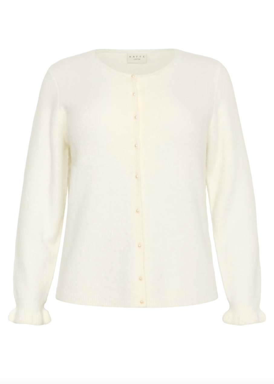 Hvit cardigan med lekre knapper