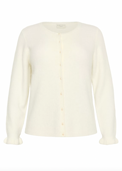 Hvit cardigan med lekre knapper