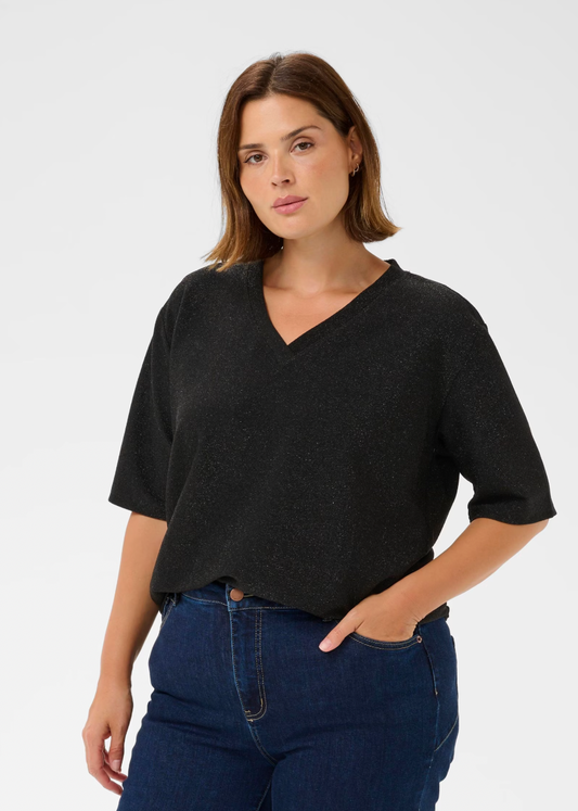 Svart glitrende topp