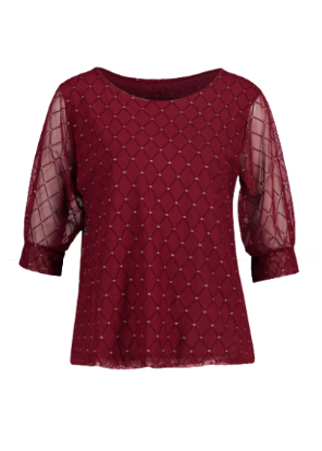 Burgunderrød topp med strass