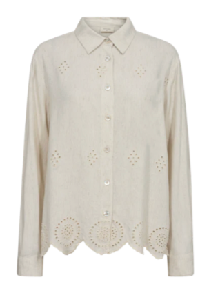 Beige skjorte med broderinger