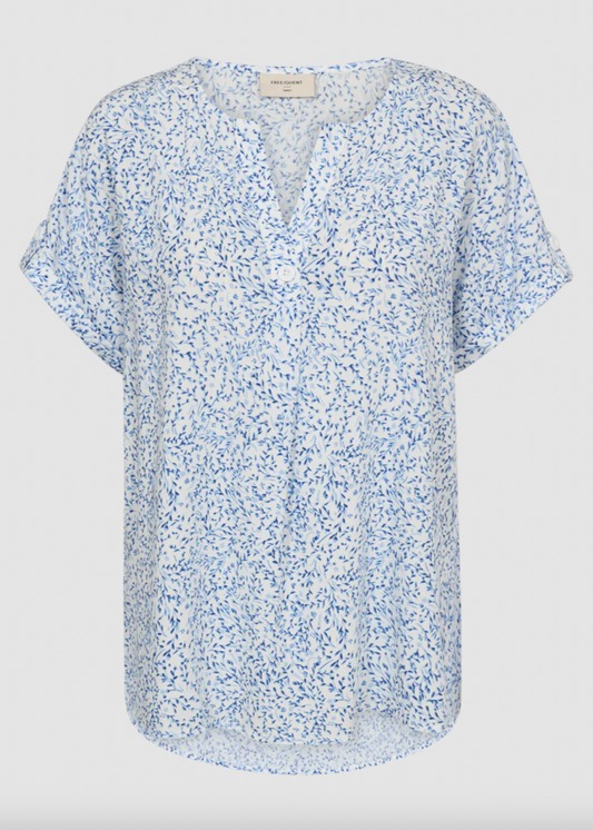 Bluse med blomstermønster blå