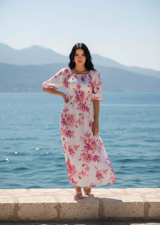 Alba dress lang med blomster