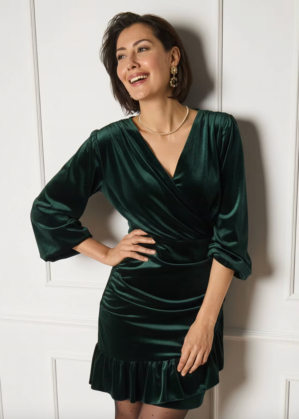 Grønn kjole i velur