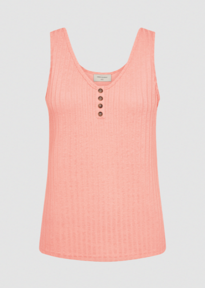 Korallfarget singlet med knapper