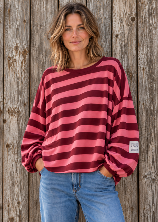 Striped college sweater