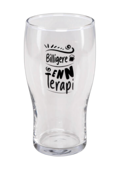 Ølglass med tekst