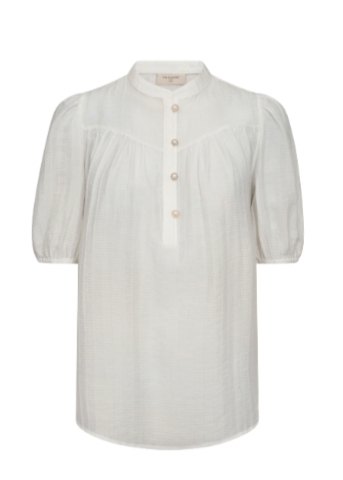 Hvite bluse med korte ballongermer