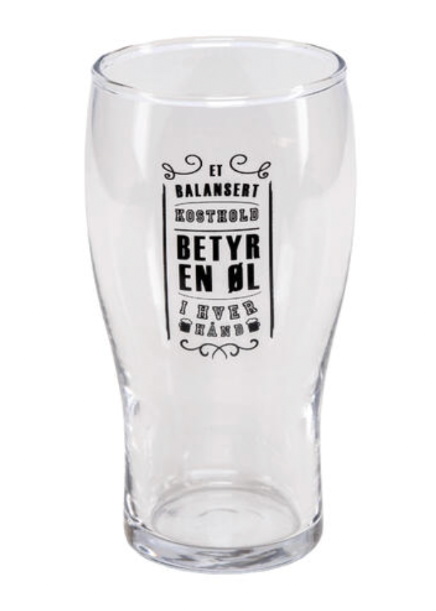 Ølglass med tekst