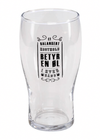 Ølglass med tekst