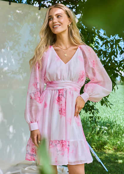 Kjole med rosa blomster