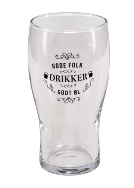 Ølglass med tekst