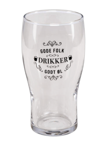 Ølglass med tekst