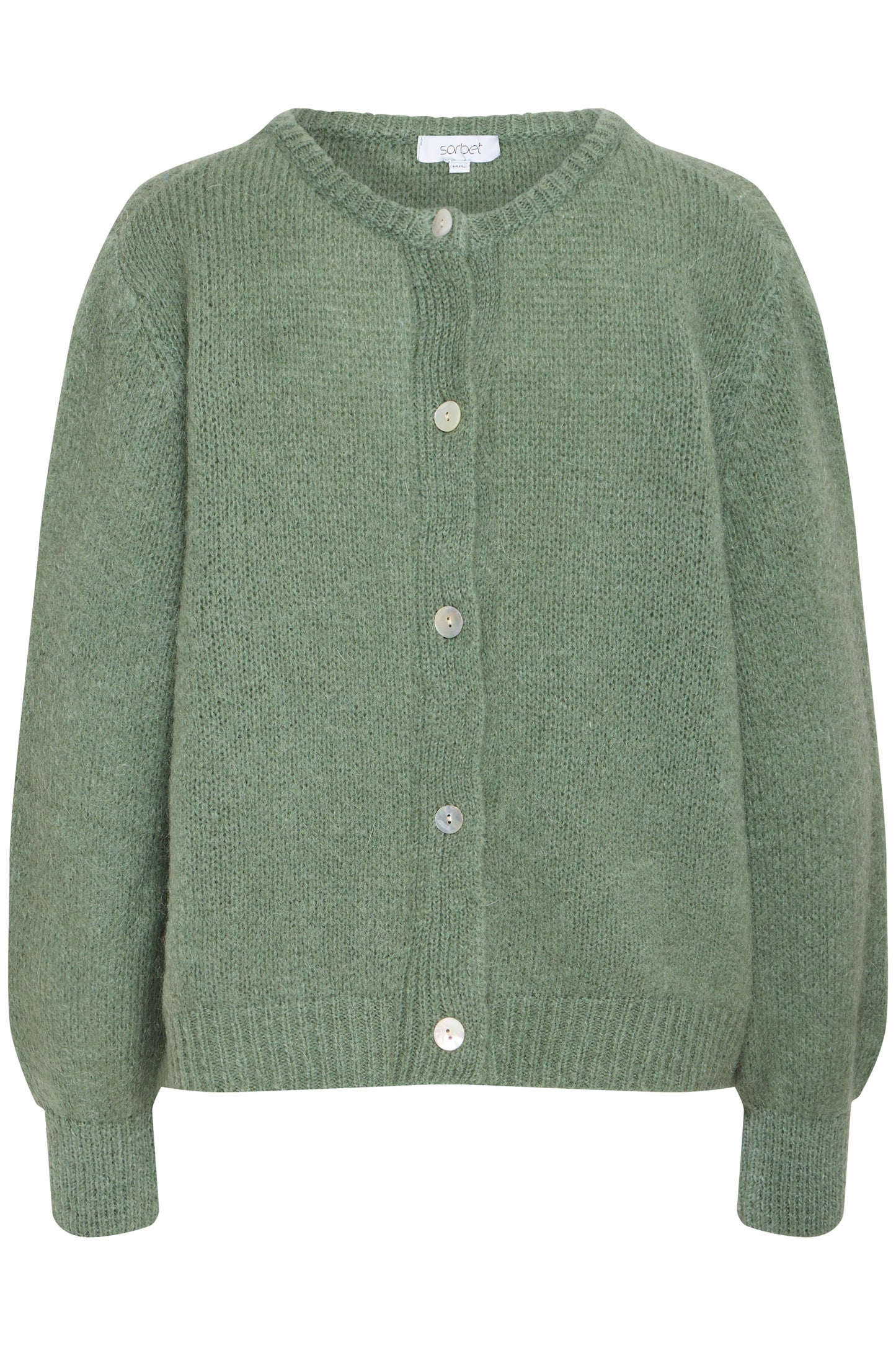 Grønn strikket cardigan med knapper